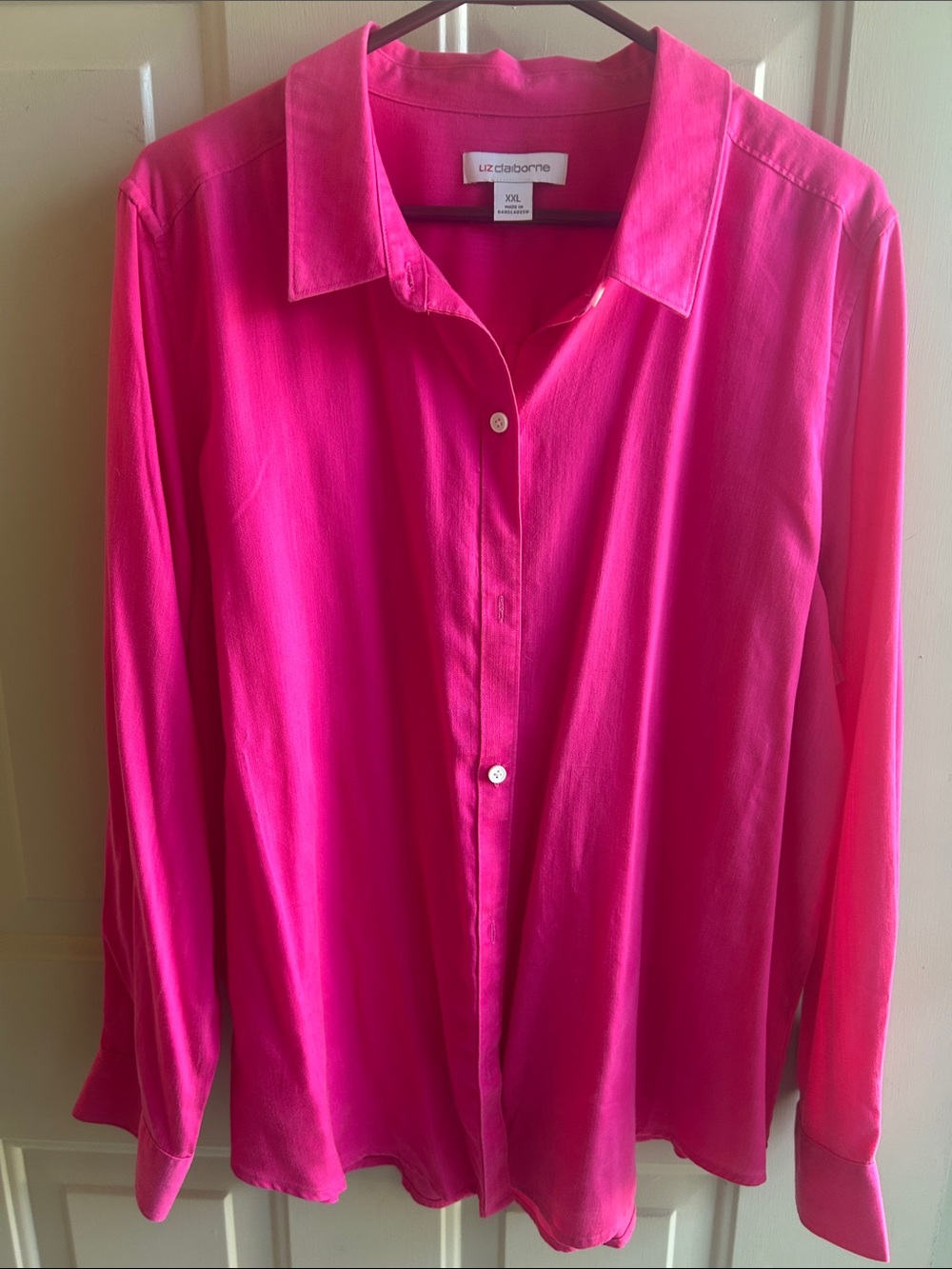 NWT Liz Claiborne SZ XL CHEERFUL PINK Button-Down Shirt